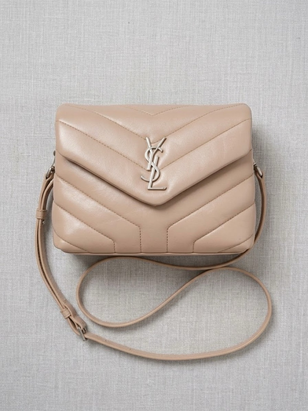 Saint Laurent Loulou Toy in beige/nude quilted leather style 467072